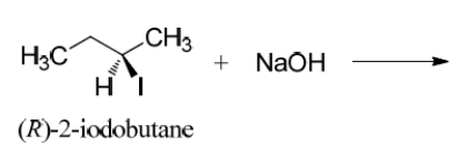 Complete the S<sub>N</sub>2 reaction on (R)-2-iodobutane and clearly depict any stereochemistry.