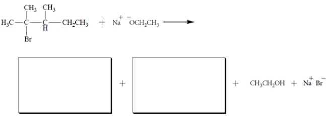 Write the two possible <font face=symbol></font>-elimination products formed in the reaction: