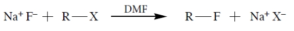 Rank the starting materials in terms of their rate of product formation in a reaction with sodium fluoride in dimethylformamide (1 being the fastest and 5 being the slowest). (Dimethylformamide (DMF) is a polar aprotic solvent.) 