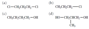 <strong>Select the structure of the compound with the highest boiling point. </strong> A) compound a B) compound b C) compound c D) compound d