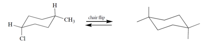 Complete the structure on the right by adding groups to the dangling bonds to give the product of the chair flip.