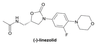 Linezolid is an antibiotic used against gram-positive bacteria, including methicillin-resistant Staphylococcus aureus (MRSA). It is sold by Pfizer under the trade name Zyvox® as a single enantiomer. a. Mark the asymmetric center with an asterisk (*) in the structure of (−)-linezolid. The Cahn-Ingold-Prelog configuration of the asymmetric center in (−)-linezolid is ___________. b. Assuming that linezolid is synthesized as a racemic mixture, name a method that chemists at Pfizer might be able to utilize to isolate the two enantiomers from racemic linezolid.