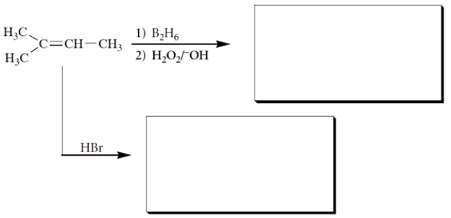 Complete the reactions by giving the structures of the missing organic products. (By-products are not shown.)