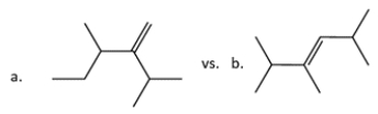 <strong>14. In each pair, identify the more stable one (as measured by heats of formation). -1: The more stable compound is ________________.</strong> A) Compound a B) Compound b