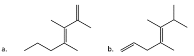 <strong>In this pair of compounds, identify the more stable one (as measured by heats of formation). </strong> A) Compound a B) Compound b