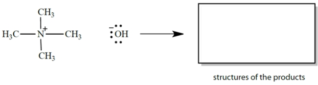 Draw curved arrows and give the products for an electron-pair displacement reaction in which hydroxide ion is the nucleophile and a carbon is the electrophile. Be sure to show all unshared electrons!