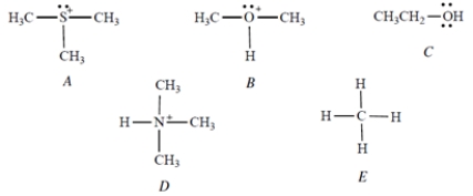 <strong>Select the strongest acid. </strong> A) Compound A B) Compound B C) Compound C D) Compound D E) Compound E