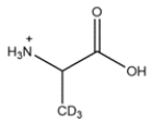 Outline a synthesis of the radiolabeled amino acids below. You can use Na<sup>14</sup>CN as a source of <sup>14</sup>C. Deuterated compounds can be prepared from CD<sub>3</sub>OH. a. b.