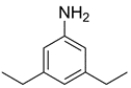 An aniline is a benzene ring with a primary amine substituent. Add the ethyl groups to carbons 3 and 5.