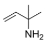  First, calculate the degree of unsaturation from the molecular formula. Recall the formula:   U = \frac { 2 C + 2 + N - H } { 2 }  ​ Thus, the unsaturation number is equal to (2 × 5 + 2 + 1 - 11)/2 = 1, so there is one degree of unsaturation in the unknown compound. The <sup>13</sup>C NMR data have peaks in the alkene region, so we can conclude the one degree is an alkene. The <sup>1</sup>H NMR data show three protons in the alkene region, so the compound is likely a monosubstituted alkene. The other major proton NMR peak is the singlet at 1.28 ppm integrating to six protons, indicating two identical methyl groups. The carbon bonded to the two methyl groups must also be bonded to the alkene, since this considers all five carbons from the molecular formula. This leaves us with NH<sub>2</sub> unaccounted for, so the structure must be:    