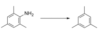 Outline a synthesis of 1,3,5-trimethylbenzene from 2,4,6-trimethylaniline.