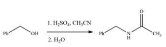 The Ritter reaction is a useful method for producing substituted amides. Provide a detailed, arrow-pushing mechanism for the transformation. Show all reactive intermediates and all proton transfer steps. (It is not necessary to show every resonance structure for intermediates.)