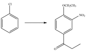 Outline a multistep synthesis for the compound from chlorobenzene.