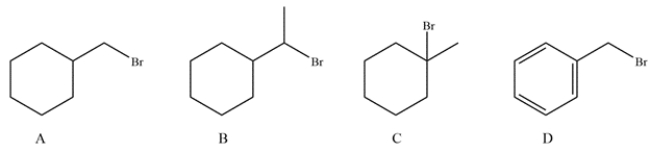  Which substrate will undergo the reaction the fastest?  \mathrm { RBr } \stackrel { \mathrm { NaOCH } _ { 3 } } { \longrightarrow } \mathrm { ROCH } _ { 3 } + \mathrm { NaBr }    