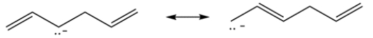 Each of the compounds contains an allylic proton. The allylic protons in compound A are double allylic since it is next to two double bonds. The resulting carbanion can be delocalized to give a stable carbanion.    Compound B contains two equivalent allylic protons. There are only two resonance structures possible.    Compound C also contains a doubly allylic proton. In addition, the resulting carbanion results in an aromatic ring, which is very stable. The charge can be delocalized to each carbon in the ring.    The most acidic compounds will have the most stable conjugate base. Thus, compound C is the most acidic, followed by compound A, then compound B.