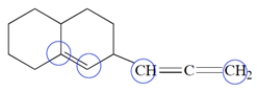 The central carbon of the cumulated double bond is sp-hybridized.