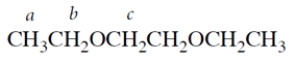 <strong>Consider the labeled protons in the compound. The resonance of protons c would appear in the NMR spectrum as</strong> A) a singlet. B) a doublet. C) a triplet. D) a quartet. E) an octet (an eight-line splitting pattern).f. some other splitting pattern.