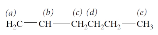 <strong>Of the protons that are labeled, which set experiences the greatest magnetic field in an NMR spectrometer? </strong> A) a B) b C) c D) d E) e