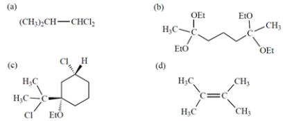 <strong>Which compound contains two three-proton singlets in its NMR spectrum? </strong> A) compound a B) compound b C) compound c D) compound d