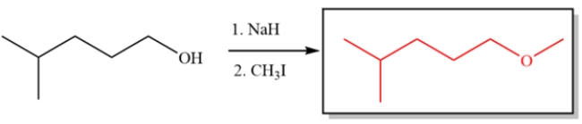 This is an example of the Williamson ether synthesis. The first step deprotonates the alcohol to form an alkoxide. The second step is simply an S<sub>N</sub>2 substitution.