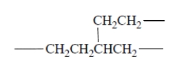 Free-radical polymerization of ethylene proceeds with the following propagation steps. It turns out that polyethylene made by free-radical polymerization contains some branches, for example, (a) Give a plausible mechanism, complete with fishhooks, for propagation steps that can account for formation of these branches. (b) It is possible (by a completely different method) to form polyethylene with unbranched chains. Which do you think would have higher density, branched-chain polyethylene or polyethylene with unbranched chains? Explain briefly.