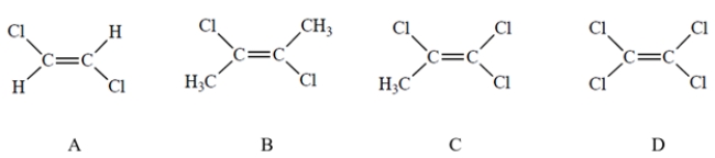 <strong>Which compound has the largest dipole moment? </strong> A) Compound A B) Compound B C) Compound C D) Compound D