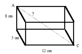 Find the approximate length of diagonal AC in the following right rectangular prism.  