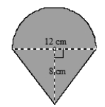 What are the perimeter and area of the given figure? Use correct units. (The curved part is a semicircle.)  