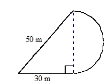 Find the area and perimeter of the shape below. The curved part is a semicircle. Show your work for credit.  