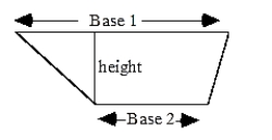  Explain why a formula for the area of a trapezoid is the following. A<sub>trap</sub> =  \frac { 1 } { 2 } \left( \text { Base } _ { 1 } + \text { Base } _ { 2 } \right) ( \text { height } )    