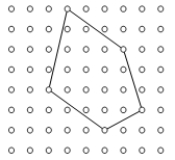 A) Find the area of the polygonal region on the geoboard. (Use the natural unit.) B) Which key idea(s) of measurement did you use in part A?