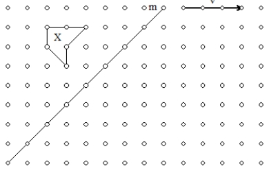 A) Give the final image of X for (translation, vector v)° (reflection in line m). B) Name the single rigid motion equal to the composition in part A. You do not have to give all the important information, just the type of motion. (translation, vector v)° (reflection in line m) is a _____.