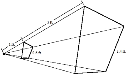 <strong>Frederick drew a quadrilateral on the chalkboard. He then wanted to draw a new quadrilateral similar to the original one, with a scale factor of 3. This is what he did:When he was done, Frederick was confused because the new quadrilateral did not appear to be three times as large as the original. When he was done, Frederick was confused because the new quadrilateral did not appear to be three times as large as the original. </strong> A) What did Frederick do incorrectly? B) What is the scale factor for the two figures he did draw?