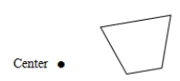 Given the following picture, expand it using a scale factor of 2 and the given center.