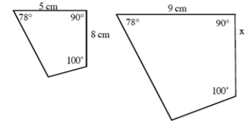 <strong>Refer to the similar figures below. What is the length of x, to the nearest tenth centimeter? </strong> A) 3.9 centimeters B) 12.6 centimeters C) 11 centimeters D) 12 centimeters E) 14.4 centimeters