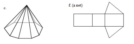 Give the BEST name for the three-dimensional shapes represented by the following pictures. Note: Angles that look like right angles are right angles in the three-dimensional shape. a. b. c. (a net) d. g. h.