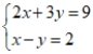 Use the addition/subtraction method to find a common solution to the given equations, if there is one, or state that there is no common solution.