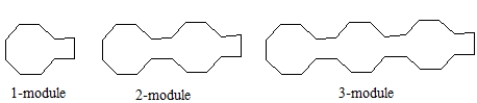 A) Find a function rule that gives the perimeter (distance around the outside) of the n-module in the pattern below. (Use the shortest segment as the measuring unit.) Show your work. Simplify by collecting any like terms. B) Justify that your rule in part A will always work.