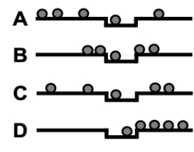 <strong>Consider the figure showing the final position of balls dropped that had been aimed at the indentation. Which of the plots shows the situation best described as poor accuracy, poor precision? </strong> A) Plot A B) Plot B C) Plot C D) Plot D