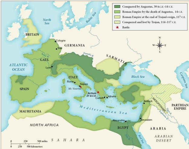 <strong>Which of the following regions was conquered by Augustus by 30 C.E.? ​   ​</strong> A) Britain B) Egypt C) Spain D) Mesopotamia <div style=padding-top: 35px> 