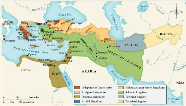 <strong>Which of the following kingdoms or empires likely posed the greatest threat of potential invasion and conquering to the Ptolemaic kingdom? </strong> A) The Bactrian kingdom B) The Parthian Empire C) The Attalid kingdom D) The Seleucid kingdom