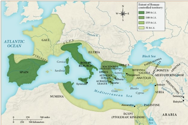 <strong>Which of the following territories did Rome control by 133 B.C.E.? </strong> A) Macedonia B) Anatolia C) Gaul D) Palestine