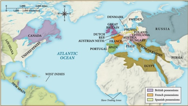<strong>As a result of the Seven Years' War, territory in the Americas changed hands. Which of the following statements describes these changes? </strong> A) France acquired the Louisiana territory, New Spain, and the West Indies as a result of winning the war. B) Louisiana was ceded to the United States by Spain due to the defeat of the Spanish by American troops during the war. C) Most of the Ottoman Empire was overtaken by Russia, whereas the Empire had been independent before. D) Canada is indicated as being a British possession, whereas it was a French possession before the war.