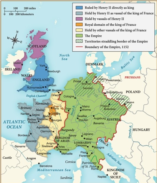 <strong>Which of the following territories was directly controlled by Henry II? ​   ​</strong> A) Scotland B) England C) Austria D) Denmark <div style=padding-top: 35px> 