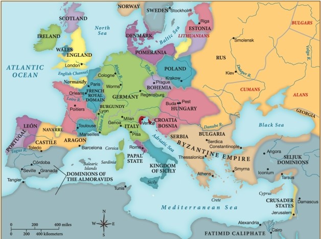<strong>According to this map, by 1150, a significant portion of North Africa, Spain, and the Middle East were under the control of </strong> A) Rus. B) the Byzantine Empire. C) Muslim rulers. D) Germany.