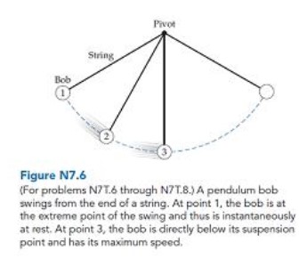   Which one of the arrows below most closely indicates the direction of the bob's acceleration when it is at point 1 ?  