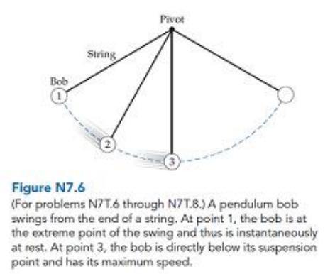 Which one of the arrows below most closely indicates the direction of the bob's acceleration when it is at point 3 ? A) A B) B D) D E) E F) F