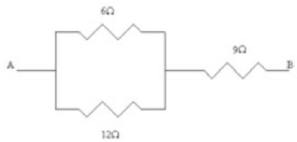 <strong>What is the resistance of this combination of resistors? </strong> A) 15 \Omega B) 4.0 \Omega C) 13 \Omega D) 14 \Omega E) 12 \Omega