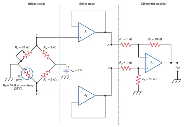 <strong>The differential amplifier shown in Figure has a gain equal to  </strong> A) -R<sub>F/R</sub><sub>1</sub> B) R<sub>F/R</sub><sub>1</sub> C) R<sub>F/R</sub><sub>2</sub> D) R<sub>F/R</sub><sub>3</sub> <div style=padding-top: 35px> 