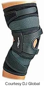 <strong>Which brace would be the most appropriate to wear for an athlete recovering from a grade 3 medial collateral ligament tear?</strong> A) B) C) D)